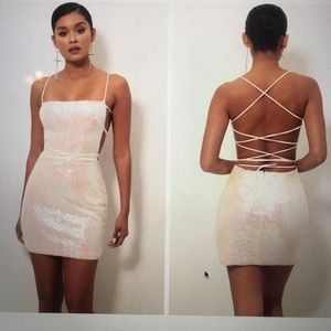Iridescent Sequin formal backless bodycon dress